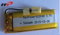 IEC de alta teeratura do CE do UL das baterias do polímero do lítio 540mAh 602048