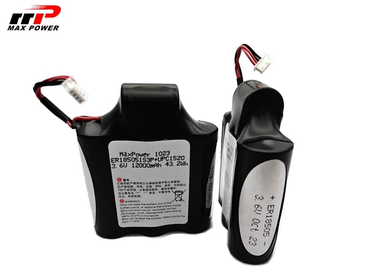 Utilização de rastreador de carro 3.6V 12.3Ah ER18505 mais HPC1520 Lisocl2 Bateria primária de íons de lítio 10 anos de vida útil