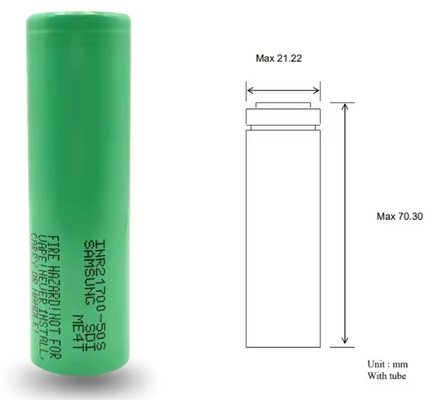 Bateria de lítio 3.6V 5000mAh INR21700-50S Max 45A
