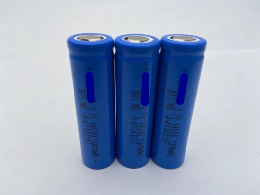 14500 3,7 V 1000mah 800mAh Bateria recarregável de íons de lítio Célula OEM serviço CE UL CB