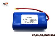 bloco recarregável INR18650 da bateria do íon de 7.4V 1500mAh Li com aprovação dos CB PSE do UL KC