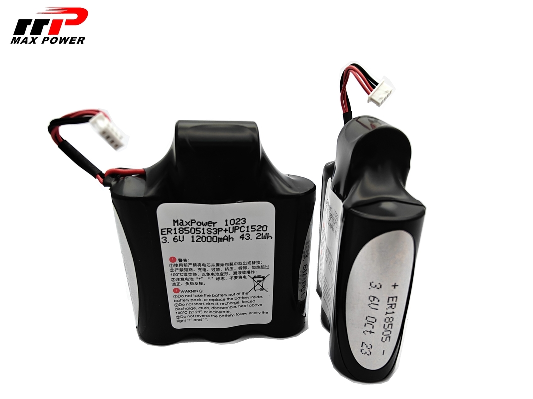 Utilização de rastreador de carro 3.6V 12.3Ah ER18505 mais HPC1520 Lisocl2 Bateria primária de íons de lítio 10 anos de vida útil