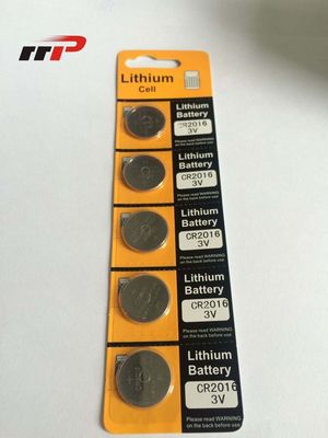 Bateria da moeda do cartão da bolha 3.0V/Li-MnO2 preliminar da bateria de lítio da pilha 75mAh CR2016 do botão