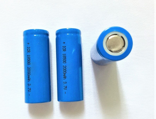 INR18500 Bateria de íons de lítio 2000mAh Bateria recarregável de íons de lítio de alta capacidade 3.7V